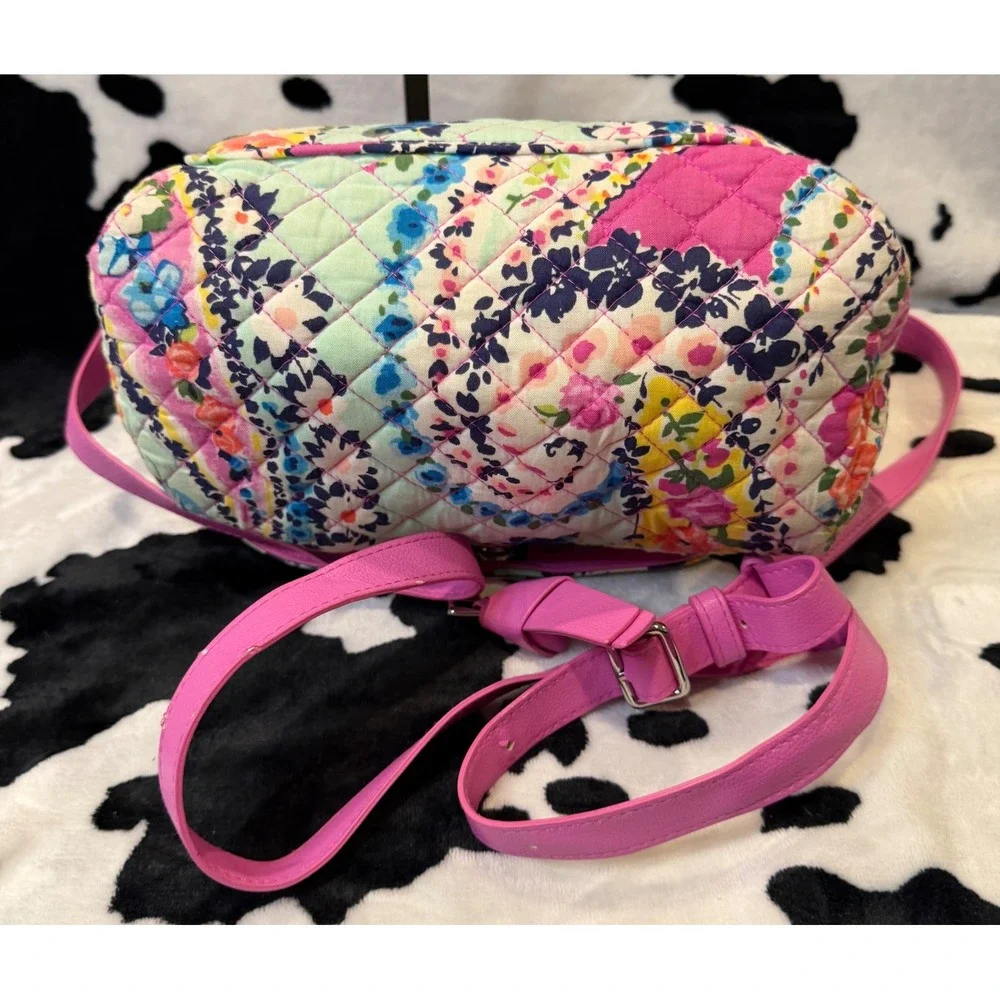 Vera Bradley Floral‎ Quilted Crossbody Bag Pink Trim 22810-179 Multi Color